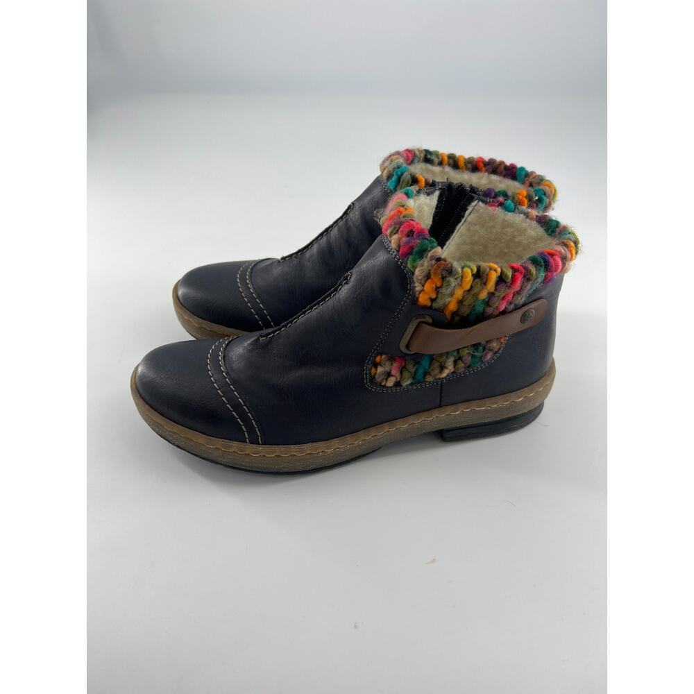 Reiker Felicitas Ankle Boot Womens Size 9.5 Black Leather Shoes Buckle Boho